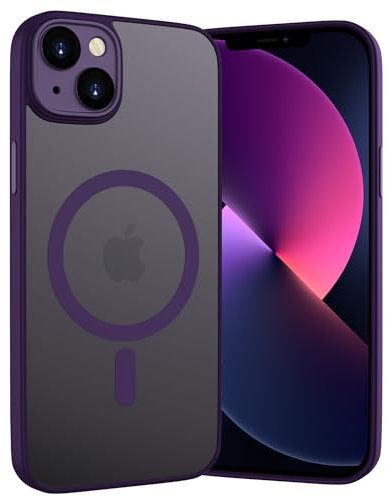 WXX iPhone 13 Case Magnetic Case, Compatible with MagSafe, Translucent Skin-Friendly Touch Feeling Matte Back Protective Shockproof Case Slim Cover for iPhone 13 6.1” - Dark Purple
