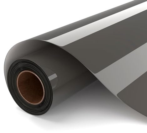 UIOK Plotterfolie Textil, Anthrazitgrau Flexfolie Plotter Textil 30.5x182cm Textilfolie Plotter,Boho Bügelfolie Plotter für DIY T-Shirt, Heat Transfer Viny für Cricut & Silhouette Cameo