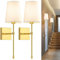 MOITA Battery Operated Wall Lights Set of 2, Rechargeable Wall Sconces, Gold Wall Lamp with Remote 3 Color Temperature Dimmable Battery Powered Non Hardwired Wall Light for Bedroom Living Room