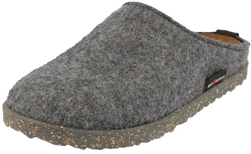 HAFLINGER Damen Pantoffel Herren Filz Hausschuh Manhattan Clog 391001, Größe:42 EU, Farbe:Grau