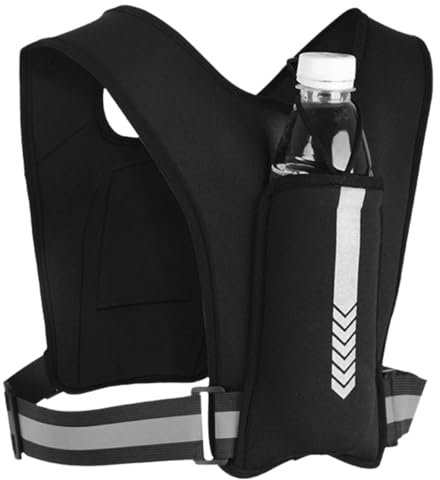 AVRUYPI Gilet réfléchissant Gilet de course Porte-téléphone Poche poitrine Running Vest Porte-téléphone avec 4 poches Léger Respirant Formation Gilet réfléchissant de course Sport Ceinture réglable