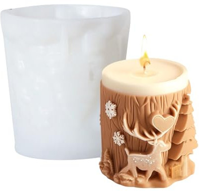 BRTNUP Moldes Velas Cilindro, Moldes de Silicona para Velas, Molde Vela para Hacer Velas Jabón Hecho a Mano Velas Perfumadas (Blanco A)