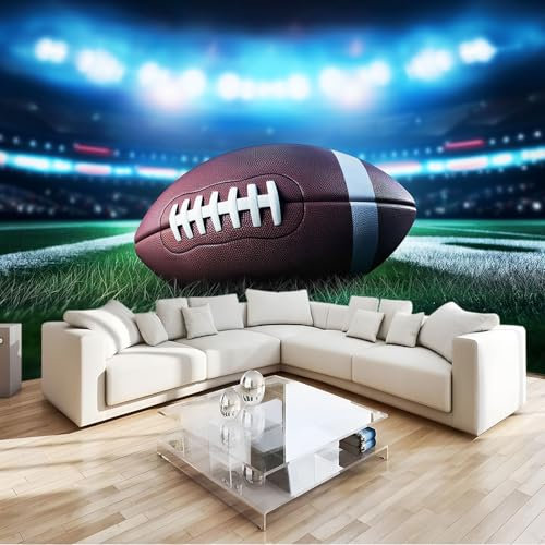 Fototapete 3D Effekt American Football Stadion Gras Vliestapete Wohnzimmer Schlafzimmer 200x140 cm Vlies Tapete Art Wandtapete UV-Beständig Wanddekoration Tapete