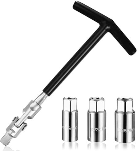 Set di Chiavi per Candele 16/18/21mm, Universali Flessibili con Manico a T, Strumenti per la Rimozione di Candele per Auto, Moto e Macchine