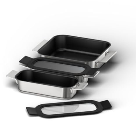 Balay - Set 3 Sartenes Rectangulares, Accesorio para placas FlexInducción, 3AB9FF030