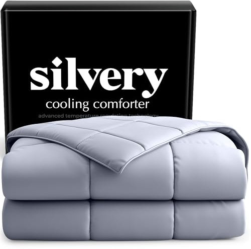 Silvery® Silberfarbene Kühldecke – preisgekrönte, selbstkühlende Decke für heiße Schläfer mit selbstreinigender Silvery Technology™ für schweißfreien und kühlen Schlaf (Grau, Twin/Twin XL (172,7 x