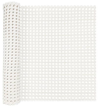 ALLINKIT Weiß Wiener Geflecht,40 x 200cm Rattan Geflecht,Kunststoff PE Rattan-Gurt Cane Webbing Rattan Roll Rattan Geweberolle Gewebtes Offenes Rattan Wabengeflecht für DIY-Projekte Möbeldekoration