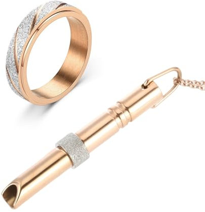 Asheyya Breathing Necklace, Whistle Anxiety Necklace for Anxiety Relief Meditation, Rose Gold Breathlace for Men Women