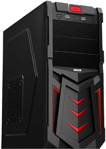 Devil ATX Desktop PC Gaming Computer Case, Black and Red, Front USB