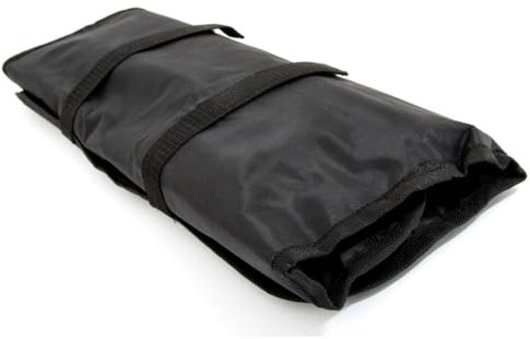 Chef Approved 18-3/4 Knife Storage Roll Bag | Professional Kitchen Tool Case with Velcro Closing Cover Flaps for Restaurant Cooking Knives | (10) Large Pockets | 18-3/4W x 6-3/4D, Nylon, Black