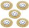 SANTUO 5Pcs 4-Inch Wire Brush for Drill Brass Wire Brush Crimped Steel with 5/8-Inch Arbor Hole Brass Coated Wire Brush Wheel Cup Brush Set for Cleaning Rust Removal Polishing Deburring Paint Removal