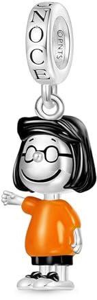 GNOCE Charm Anhänger Peanuts Stehender Snoopy Anhänger 925 Sterlingsilber Beads Charms für Frauen und Mädchen Schmuckgeschenk für Fans (Marcie)