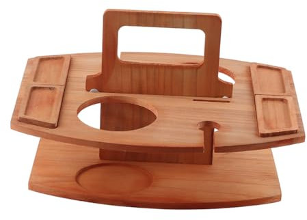 Ensemble de plateau à fromage portable en bois avec plateau de service à fromage, plateau à fruits, plateau à noix, plateau intégré pour 4 unités alimentaires avec support amovible en bois pour verre