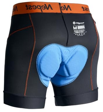 Nepest Radlerhose Herren Gepolstert 4D Fahrradunterhose Kurz Gel Cycling Shorts Men Atmungsaktiv Schwarz/Orange,L