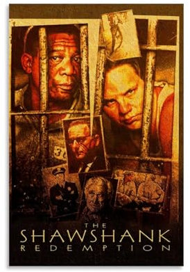 UARJIRUHR The Shawshank Redemption Poster, Raumdekoration, Leinwand, künstlerisches Poster, Wandkunst, Schlafzimmer-Dekor, Poster für Zimmer, ästhetisch, 30 x 45 cm, ungerahmter Stil