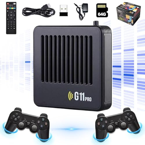 G11 Pro Konsole, Retro Konsole G11 Pro, G11 Pro Game Box Konsole, 4k, Retro Wave G11 Pro, Tv-Spielekonsolen, Plug and Play, Archivable, with 2 Wireless Dual Controllers (64GB)