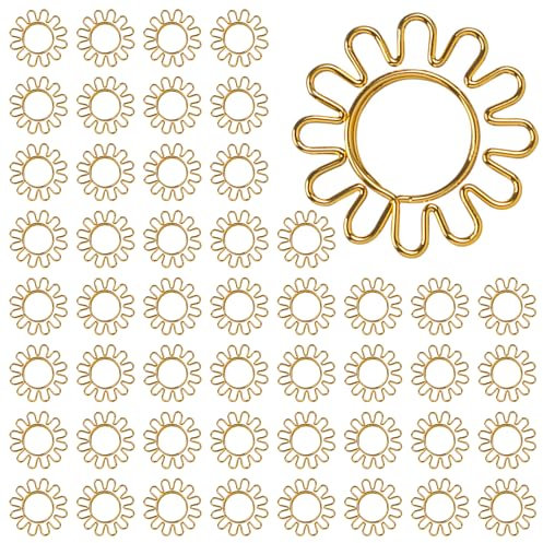 50 Stück Sonnenblumen-Form Büroklammern, Papierklammern aus Metall, Niedliche Lesezeichen Büroklammern, Büroklammern Papier Clips, Schreibwaren Klammern für Büro, Schule, Hochzeit, Dekoration
