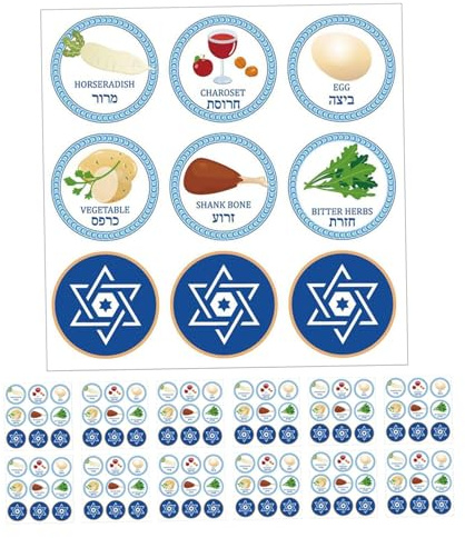 TOGEVAL Chanukka Feier Aufkleber aus Papier mit Elegantem Design 20 Blatt Runde Aufkleber zum Beschriften für Jüdische Geschenke und Passover Partydekoration