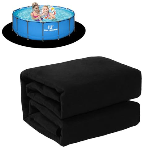 Upgrade Thicken 12ft Round Pool Liner Pad for Above Ground Pool, 300g/㎡ Seamless Swimming Pool Mat, Under Pool Padding, Puncture Protection, Extend Liner Life, Durable Geotextile Material Eco-Friendly