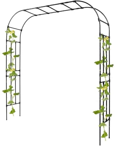 Garbenat Pflanze Klettern Bogen Metall Rosenbogen Große Gartenbogen Kletterpflanzen Rankgitter mit Zubehör Bepflanzung Klettergerüst für den Anbau von Trauben, Rosen 20mm (Schwarz, 240x210x40cm)