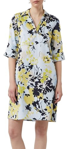 Comma Kurzes Popeline-Kleid mit Hemdkragen und All-Over-Print