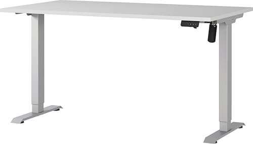 Germania Schreibtisch 8023-583, in Lichtgrau/Silber, elektr. höhenverstellbar, 140 x 119 x 80 cm (BxHxT)