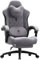 Dowinx Fabric Gaming Chair with Heated Massage Lumbar Support, Breathable Fabric Big and Tall Gaming Chair with Footrest and Pocket Spring Cushion, High Back Computer Gamer Chair for Adult,Gray