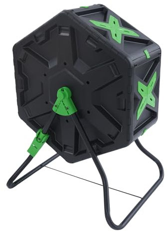 HarBin-Star - Petit composteur à tambour rotatif de 70 l, pour jardin, noir et vert