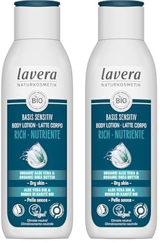 lavera basis sensitiv Body Milk Reichhaltig – Naturkosmetik – vegan - Bio-Aloe Vera & Bio-Sheabutter – 24 h intensive Feuchtigkeitspflege - PETA zertifiziert - Biologisch abbaubar - Bodymilk - 250 ml