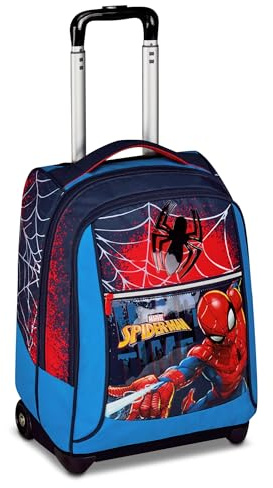 Seven Spiderman Big Trolley für die Schule, Blau, 2 in 1, Doppelzweck, Trolley und Rucksack, Grundschule, Kinder, blau, Blu, Casual