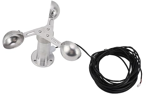 HERCHR 360 -Grad -Anemometer, 3 Tassen Windgeschwindigkeits -Sensor -Anemometer mit 8 m Wasserfest für Meteorologische Stationen