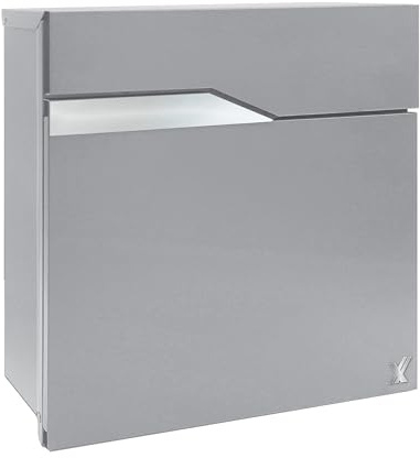 ALUBOX NETTUNO Postkasten für den Außenbereich, modern, mit XL-Fach, für kleine und mittelgroße Pakete, 37 x 37 x 11 cm, Briefkasten mit Namensschild zum Einfügen (Silber)