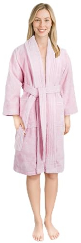 Hammetex Damen Bademantel 100% Baumwolle – 380 g/m² Weicher Frottee Bademantel mit Taschen für Zuhause & Sauna – Saugfähig & Hautfreundlich