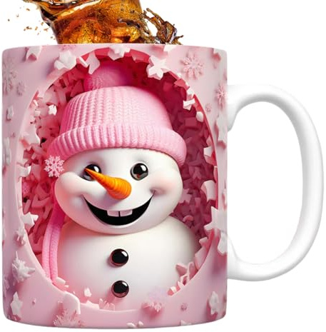 Mihauuke Tasse Bonhomme de Neige - Tasses à Café Céramique de Noël - Mug 350ml Bonhomme De Neige Pour Thé Chocolat Cadeau Filles Femmes