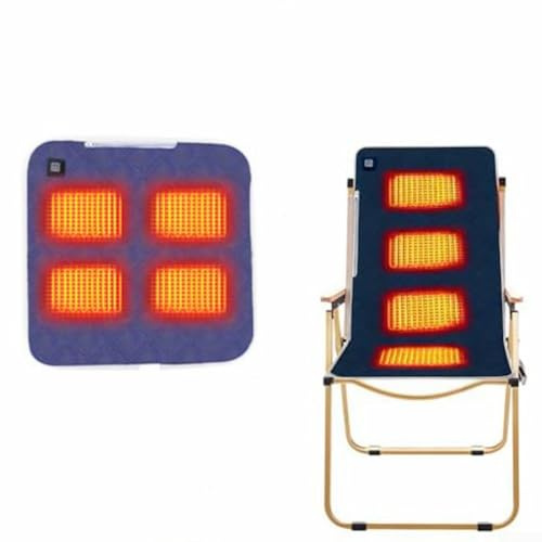 Beheiztes Sitzkissen, 5V/2A Tragbares USB Heizkissen mit 3 Heizstufen, USB Wiederaufladbar Heizkissen, Schnelle Erwärmung, für Outdoor Bleicher, Camping, Angeln(Marineblau/45 x 45 cm)