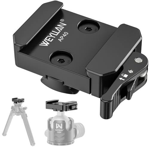 WEYLLAN AP40 Picatinny to Arca Schnellwechselplatten Klemme, Picatinny to Arca Adapter mit Hebelentriegelung, mit einem Kugelkopfadapter und Einer Standard Picatinny Schiene mit 3 Schlitzen
