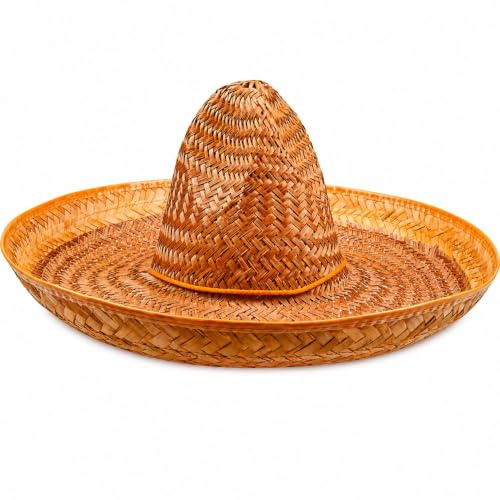 Sombrero Santiago Ø 50 cm | Strohhut zum Mexiko Kostüm Orange