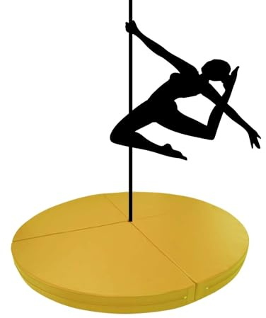Genérico Pole Dance-matta, extra stor gul - 200 cm, fallskyddsmatta för stripteasstång, idealisk för nybörjare och gymnastik, rund träningsmatta