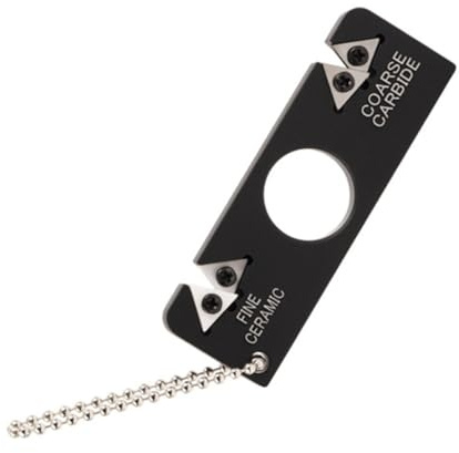 Operitacx Aiguiseur de Couteaux Affûteur de Lames Portable Petit, Céramique Tungstène Acier Diamant, Noir, Design Ergonomique, Facile à Utiliser, Cuisine et Extérieur