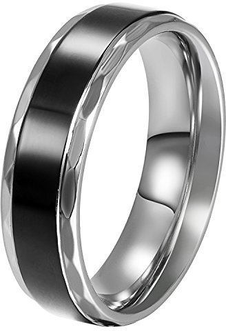 JewelryWe Schmuck Edelstahl Herren-Ring Damen-Ring Schwarz Retro Liebe Trauringe Herren Damen Ring für Engagement Versprechen Ewigkeit Größe 52 bis 76