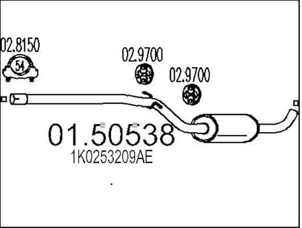 MTS 01.50538 Mittelschalldämpfer Mitteltopf 1600mm 4,95kg