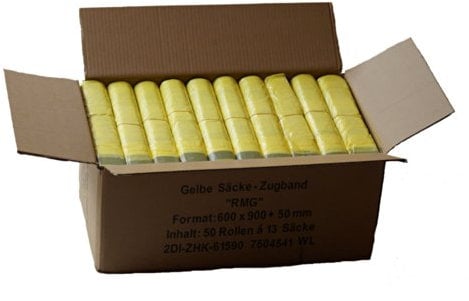 Gelber Sack - Ein Karton mit 50 Rollen (650 Gelbe Säcke) - 15 µm Folienstärke