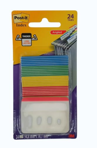 Post-it Index Strong Filing Tabs - Solid Assorted Colour (Pack of 24)