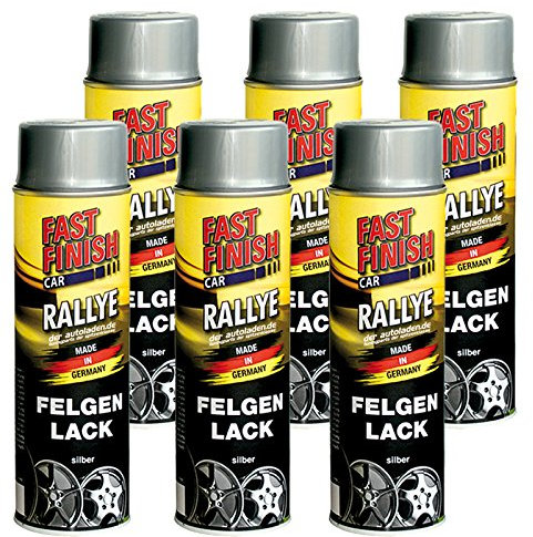 6x 500 ml FAST FINISH Rallye Felgenlack Felgenfarbe Silber Spraydose 292842