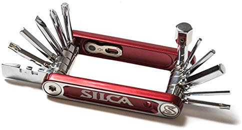 SILCA TREDICI MultiTool | 13 Werkzeuge minimalistischer Fokus | Multitools aus Stahl mit gehärteter Chromoberfläche | Aluminium-Seitenstangen | HEX/TORX/PHILLIPS/Pad-Abstandhalter 105 g