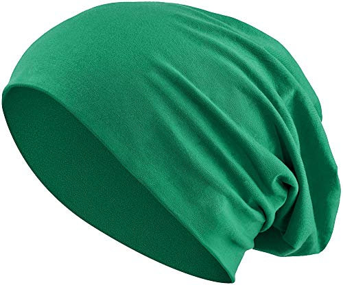 Jersey Baumwolle elastisches Long Slouch Beanie Unisex Mütze Heather in 35 (3) (Dark Green)