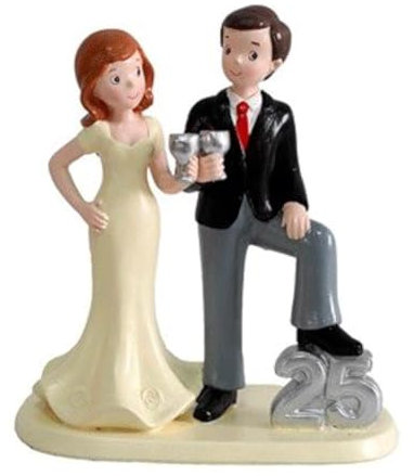 DISOK - Figura Pastel 25 Aniversario - Figuras Tartas Pastel Bodas de Plata