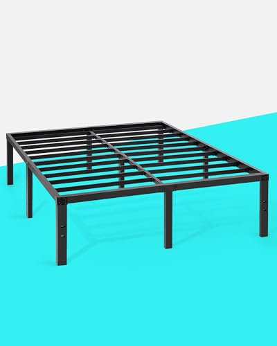 TATAGO 150x200cm Bettrahmen 41 cm Metallbett, Schraublose Montage Doppelbett ohne Kopfteil & Fußteil, 150x200cmModernes Bettgestell mit Lattenrost, Schwarz