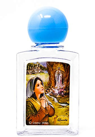 Catholic Gift Shop Bouteille de Lourdes en plastique contenant de l'eau bénite et carte de prière de Lourdes