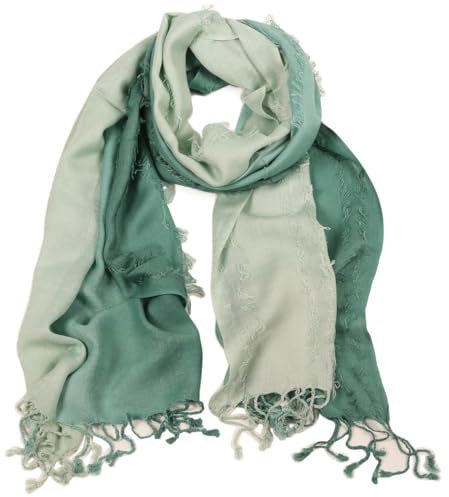 Oriental Galerie Wendeschal Damen Herren Tuch Benaresschal Schal Fransenschal Fransen Stola Viskose Indien 175 cm, Farbnummer:Nr. 43